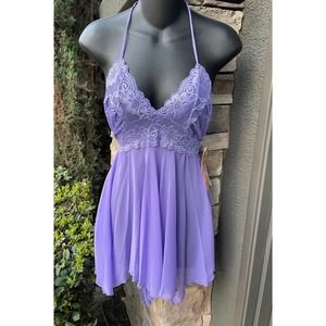 NWT Vtg. Shirley of Hollywood Lavender Lace Babydoll Chemise | Sm